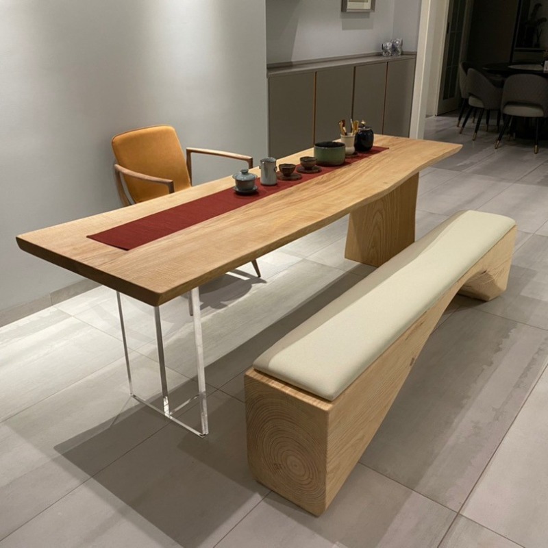 Home Office Furniture - Meja Mengambang Akrilik Kayu Solid Nordik