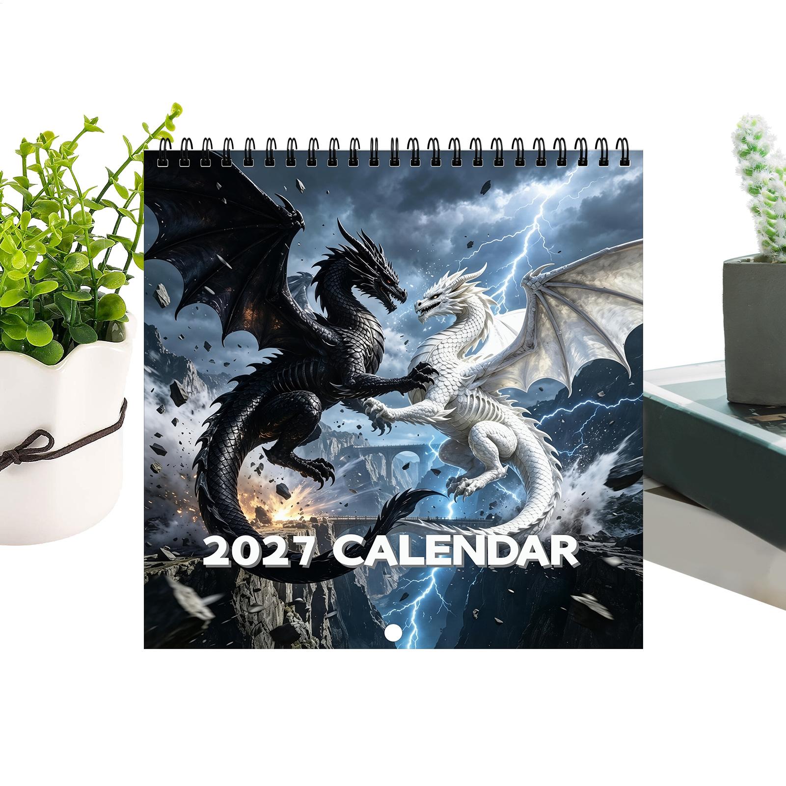 Home Office Wallpaper - Kalender Dinding Spiral Motif Naga 2027,
