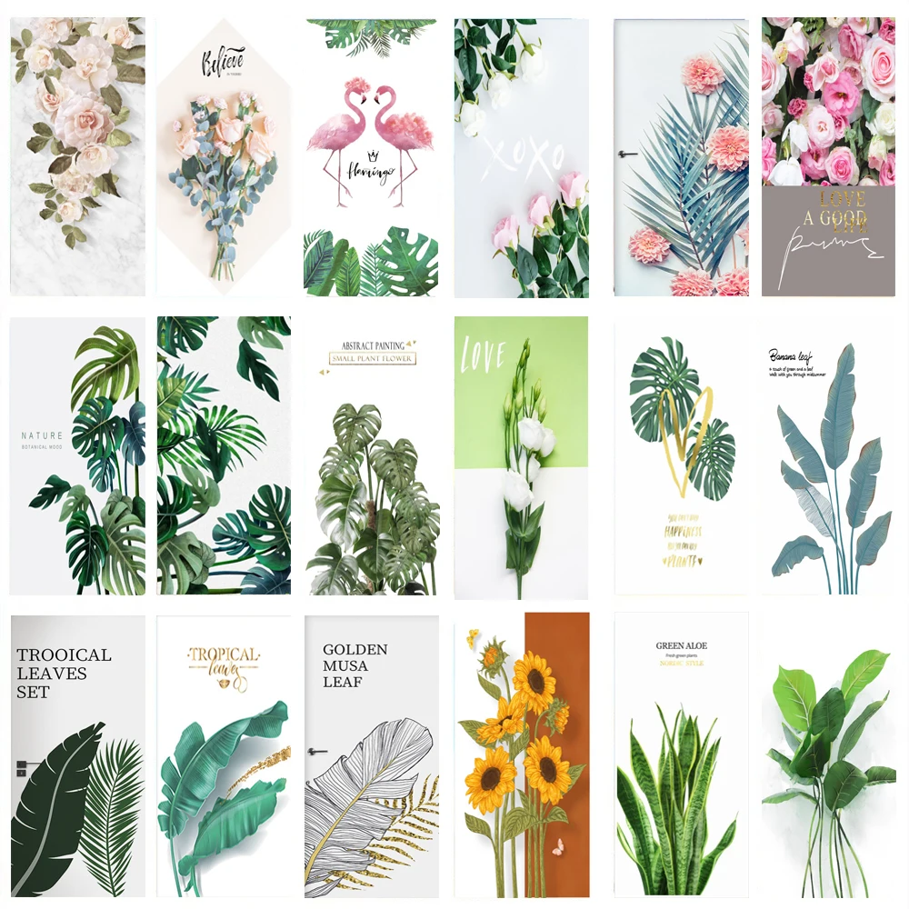 Home Office Wallpaper - Stiker Pintu 3D Kertas Dinding Tanaman