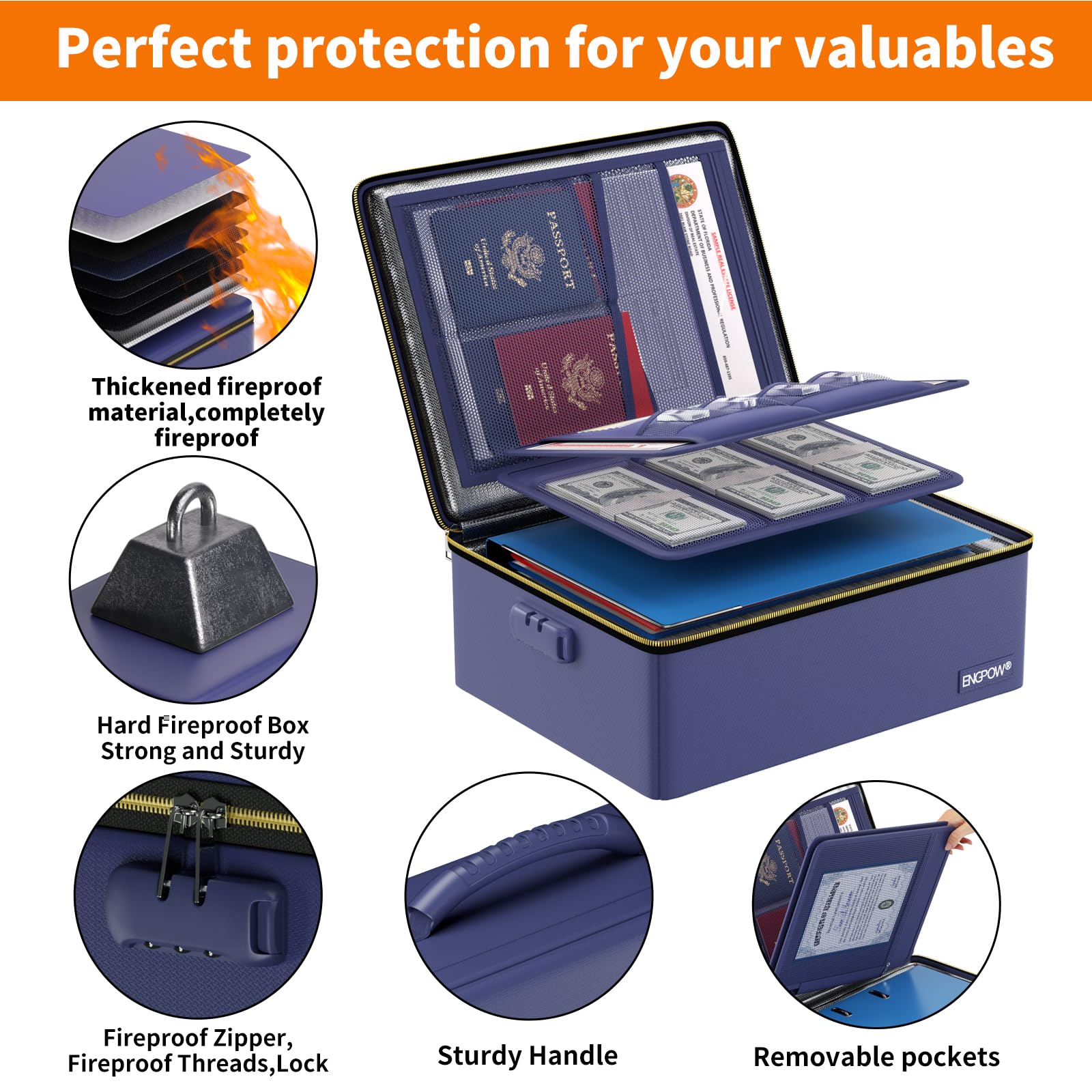 Home Office Travel Document - Organizer Dokumen Tahan Api untuk Kembali