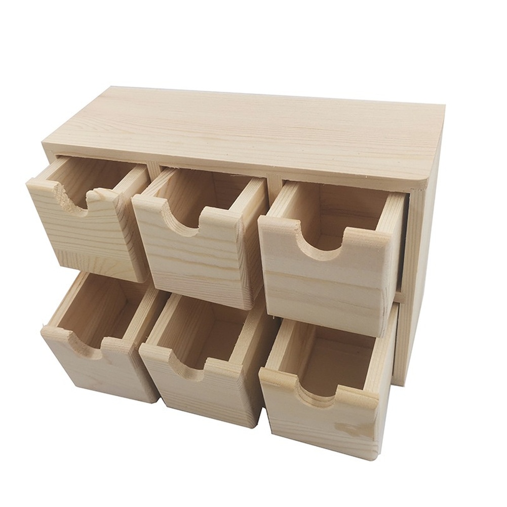 Home Office Desk With Drawers - Kotak Penyimpanan Kayu dengan Enam Laci