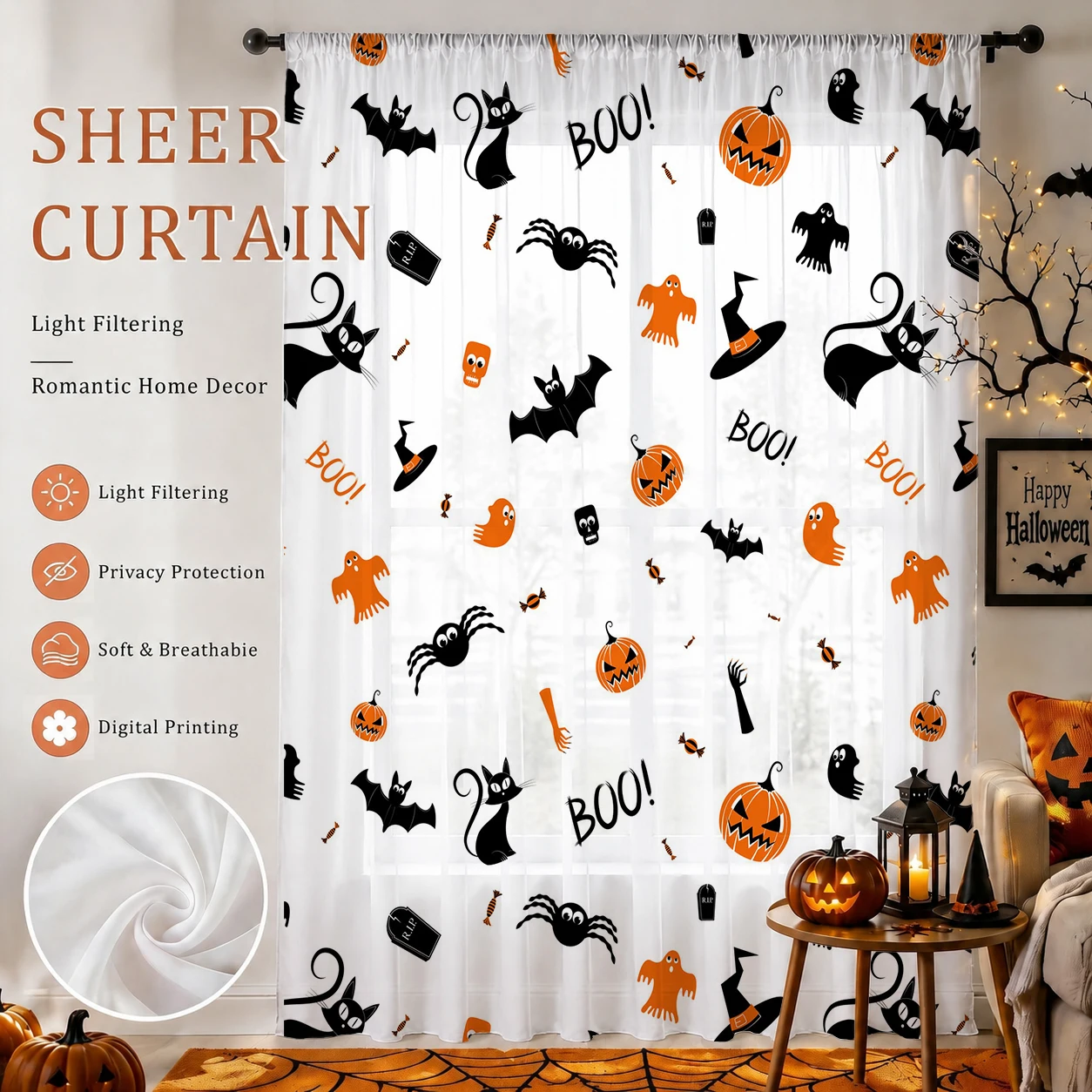 Home Office With Plants - Tirai Tipis untuk Festival Halloween, Kualitas