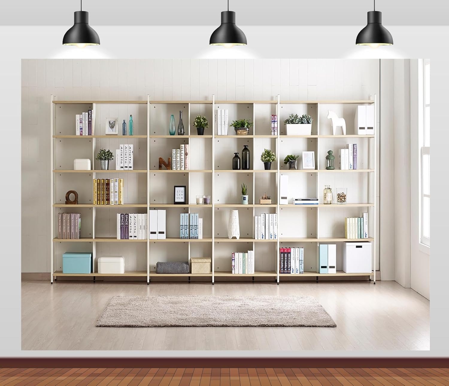 Home Office Zoom Background - Latar Belakang Fotografi Rak Buku Interior