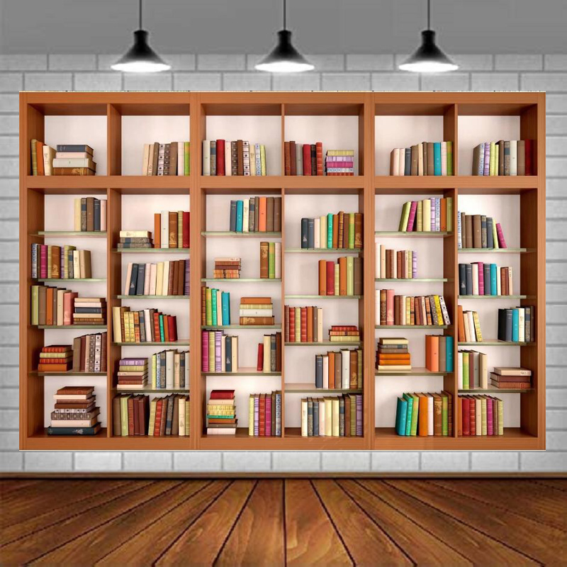 Home Office Zoom Background - Latar Belakang Fotografi Rak Buku Kayu