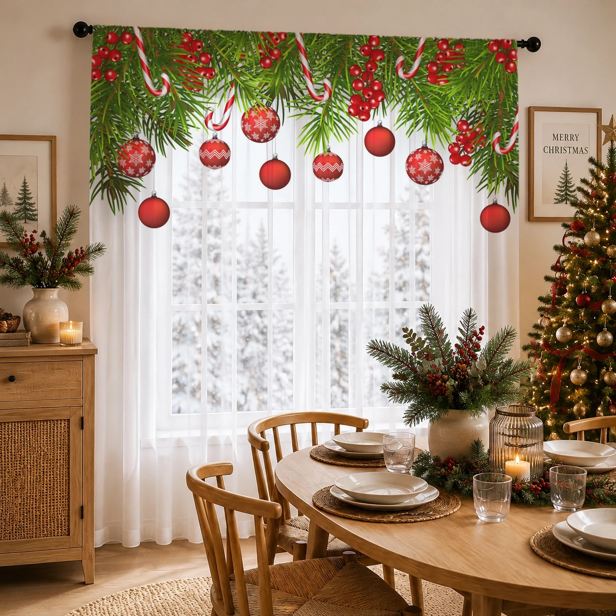 Home Office With Plants - Tirai Transparan Gradien Natal, Voile Privasi