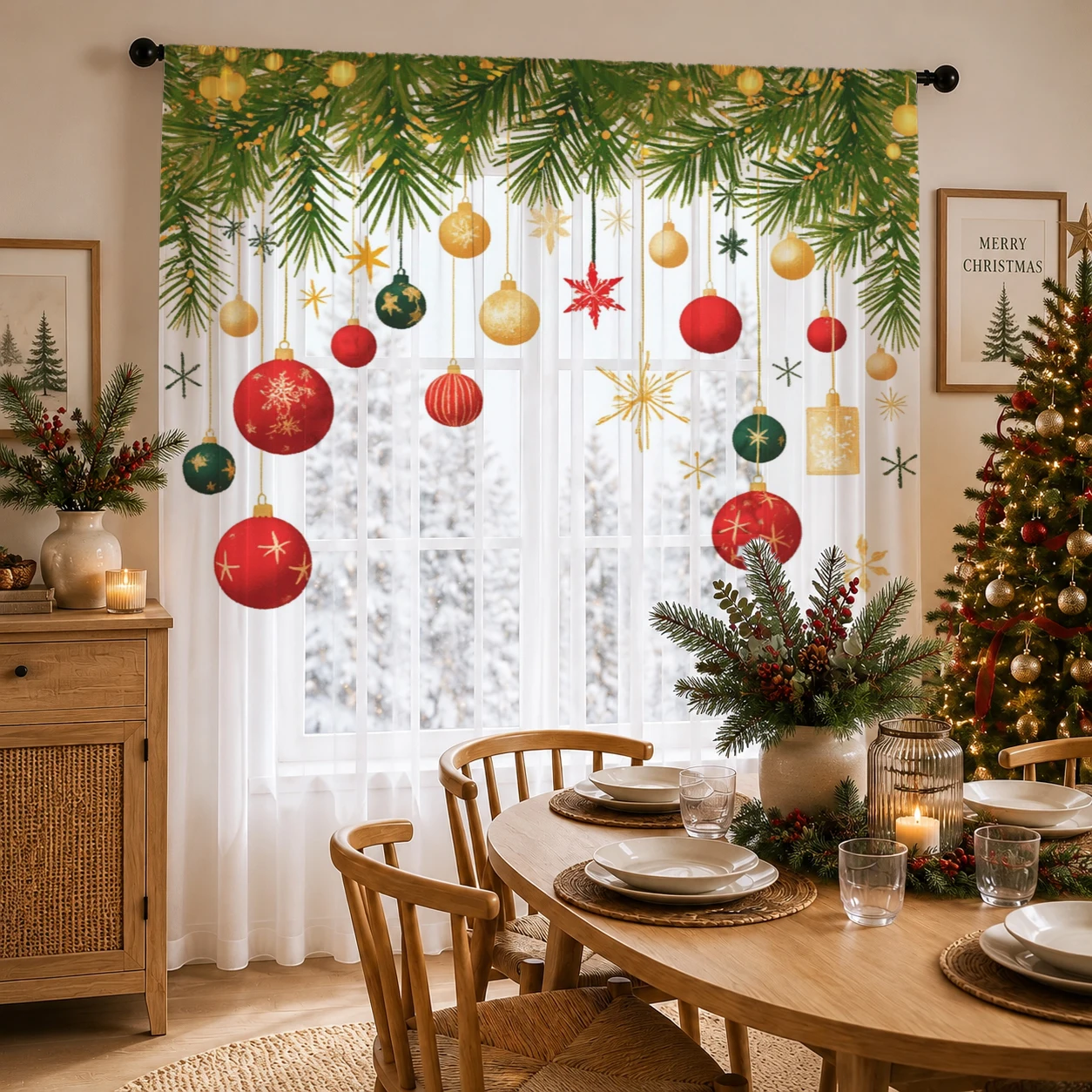 Home Office With Plants - Tirai Transparan Gradasi Natal, Voile Berkualitas