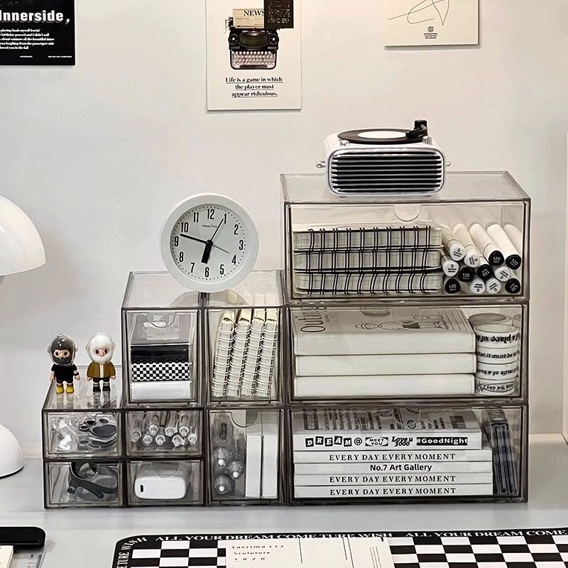 Home Office Desk With Drawers - Desktop Organizer laci jenis kotak akrilik