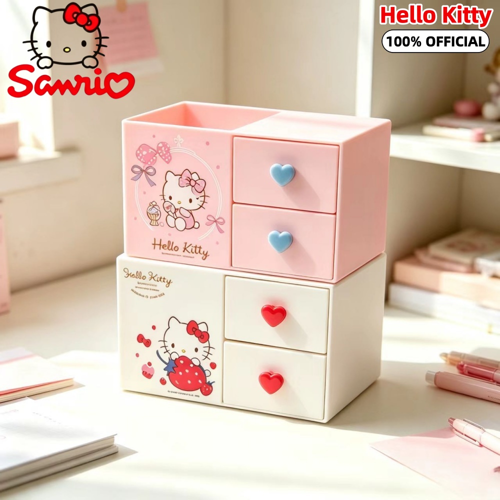 Home Office Desk With Drawers - Tempat Pensil Kartun Sanrio Asli Hello