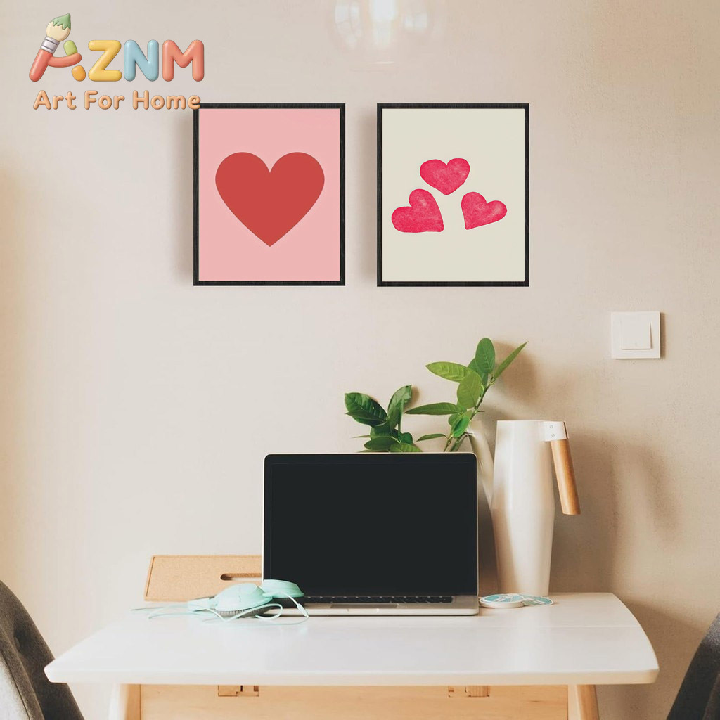 1 buah Poster Seni Garis Hati  - Home Office Minimalist ulasan dan harga