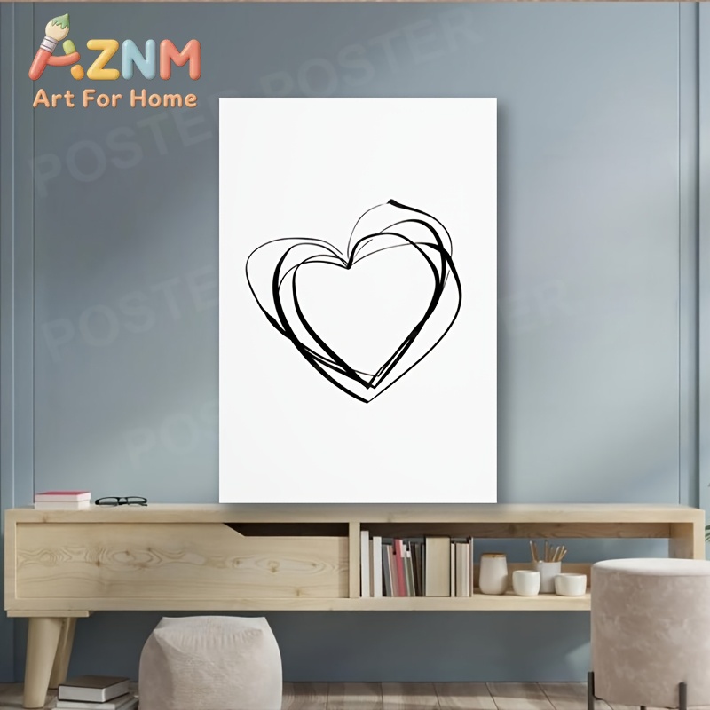 1 buah Poster Seni Garis Hati  - Home Office Minimalist ulasan dan harga