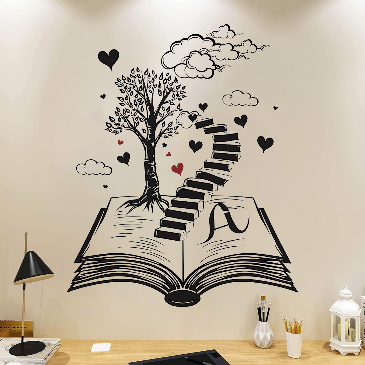 Stiker dinding untuk ruang tam - Home Office Wallpaper ulasan dan harga