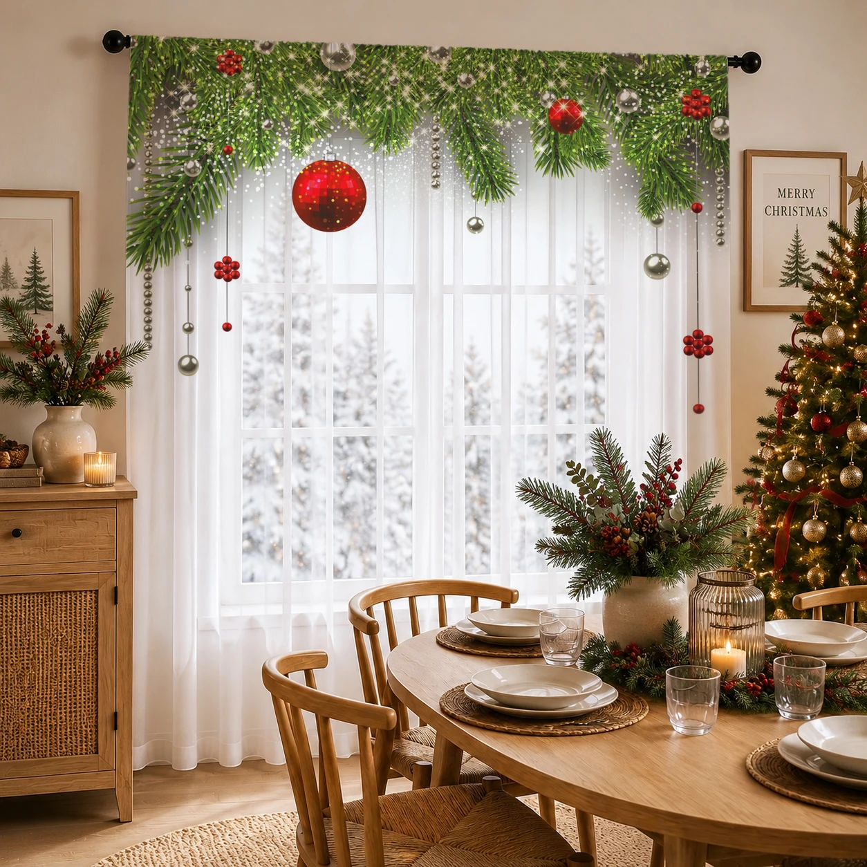 Tirai Transparan Gradien Natal - Home Office With Plants ulasan dan harga