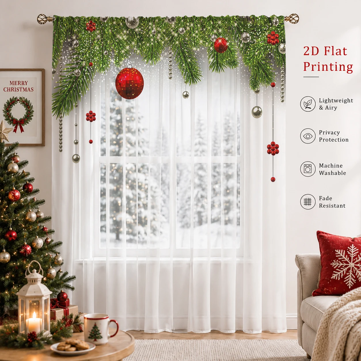 Tirai Transparan Gradien Natal - Home Office With Plants ulasan dan harga