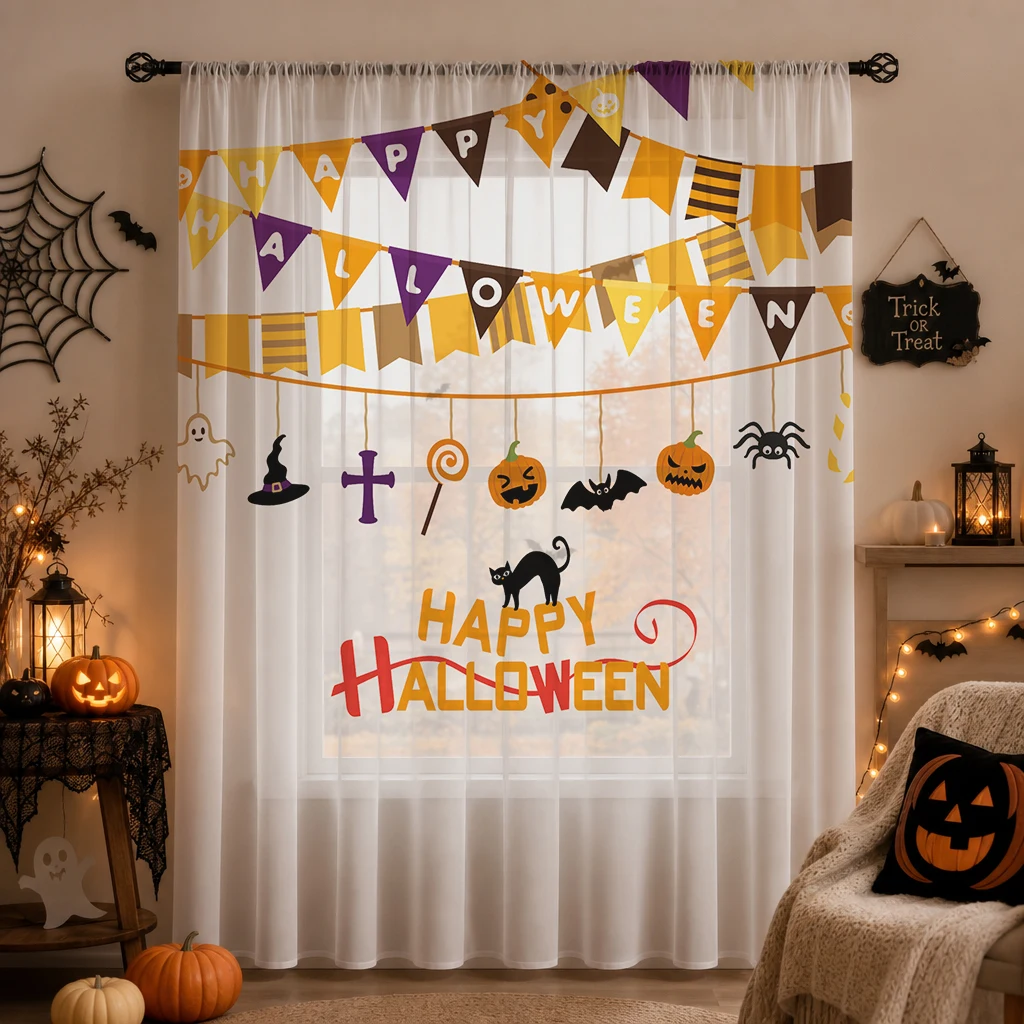 Tirai Tipis Festival Halloween - Home Office With Plants ulasan dan harga