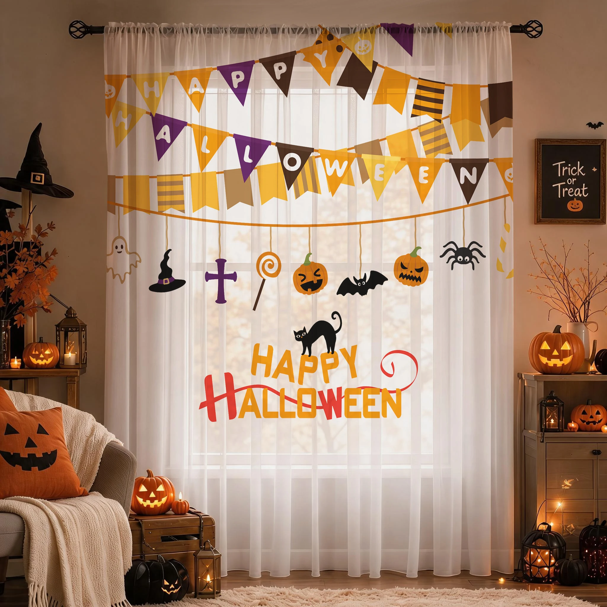 Tirai Tipis Festival Halloween - Home Office With Plants ulasan dan harga