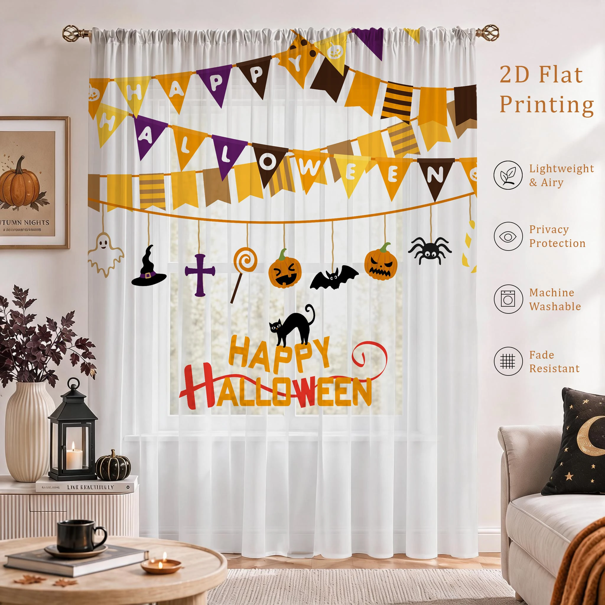 Tirai Tipis Festival Halloween - Home Office With Plants ulasan dan harga
