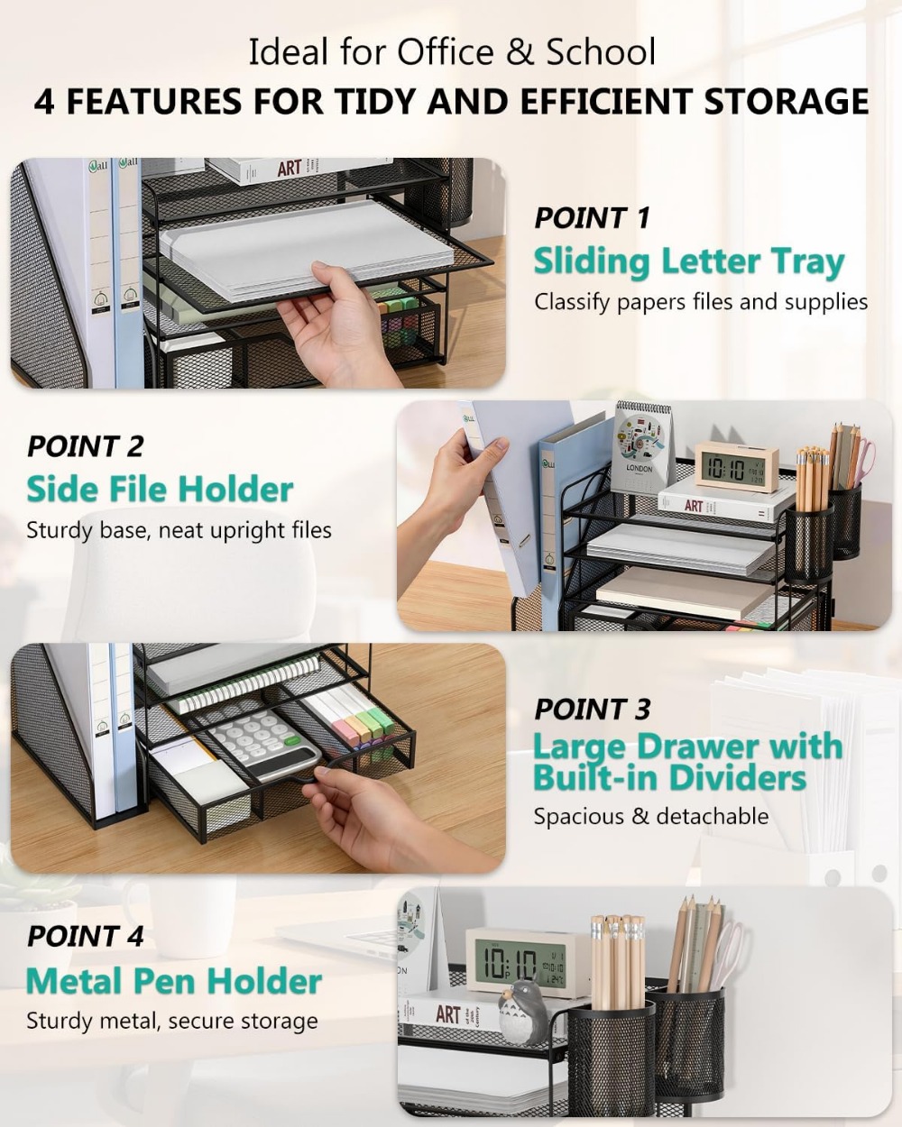 Organizer File Desktop 4 Tingk - Home Office Desk With Drawers ulasan dan harga