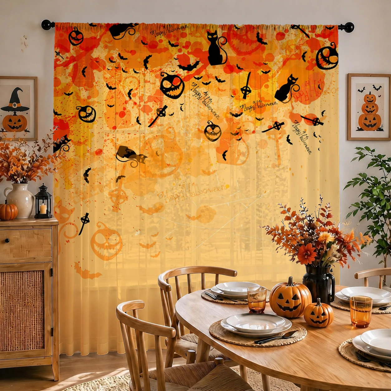 1Pc Tirai Tipis Halloween Sera - Home Office With Plants ulasan dan harga