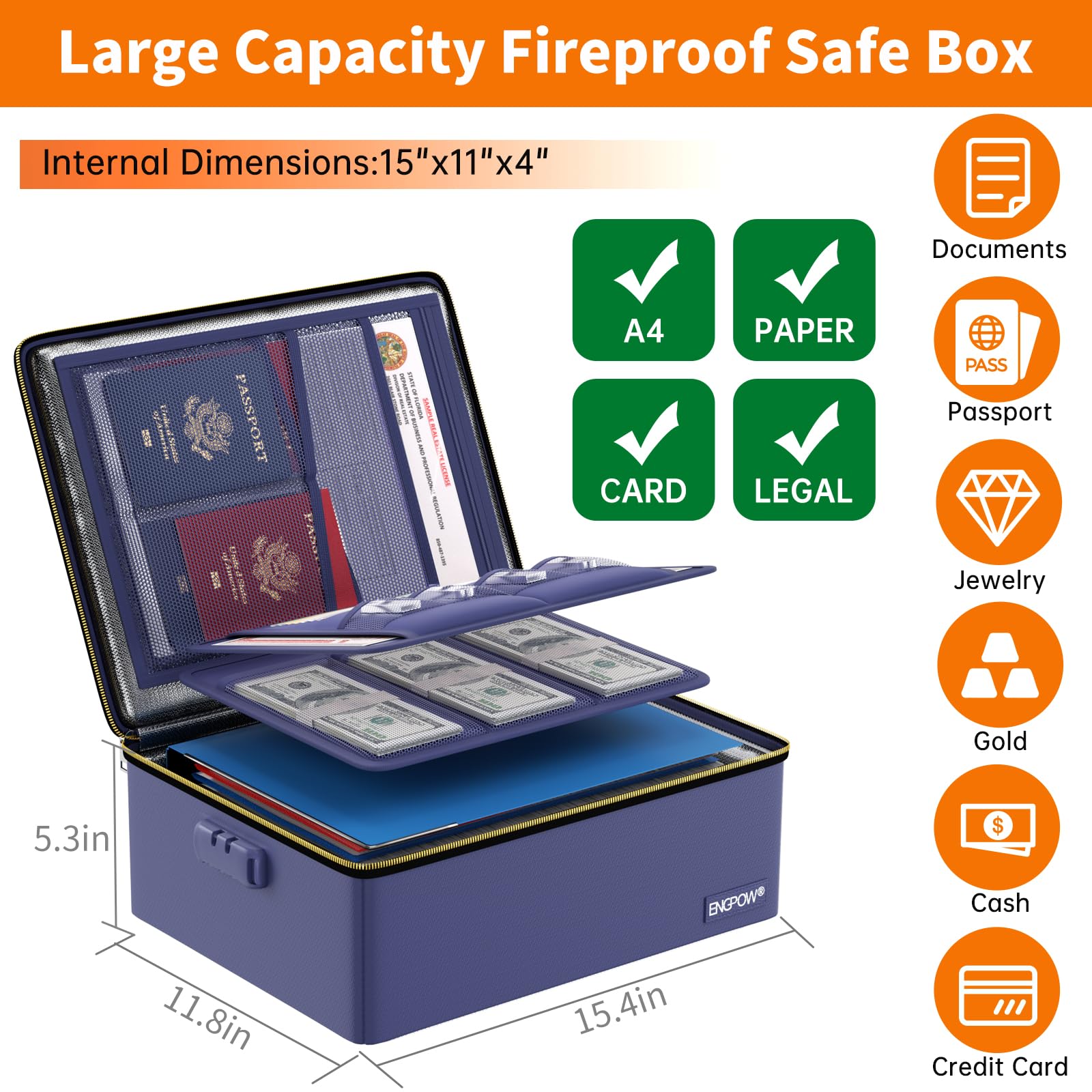 Organizer Dokumen Tahan Api un - Home Office Travel Document ulasan dan harga