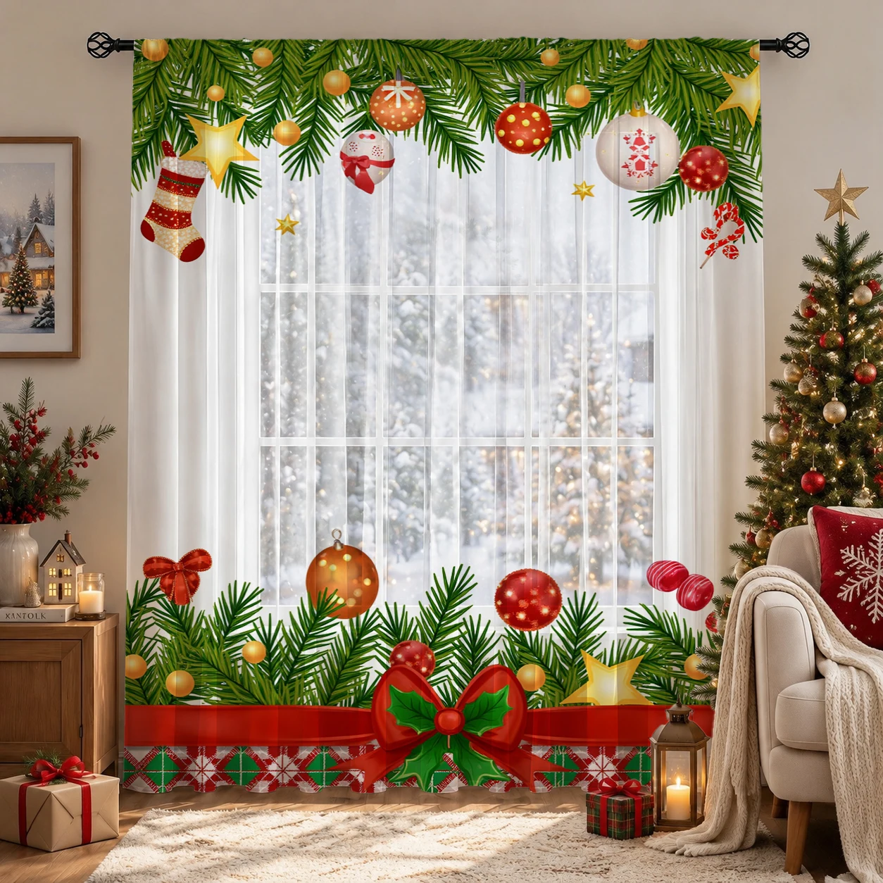 Tirai Transparan Gradasi Warna - Home Office With Plants ulasan dan harga