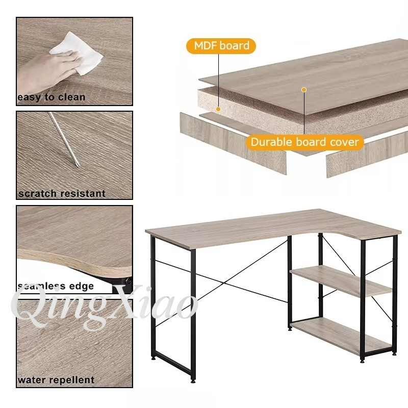 Meja Sudut Bentuk L Dengan Rak - Home Office Desk With Drawers ulasan dan harga