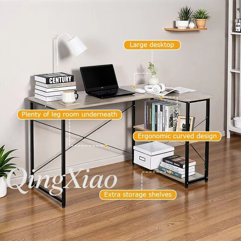 Meja Sudut Bentuk L Dengan Rak - Home Office Desk With Drawers ulasan dan harga