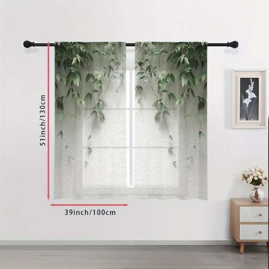 2PCS Tirai Transparan Cetak Di - Home Office Minimalist ulasan dan harga