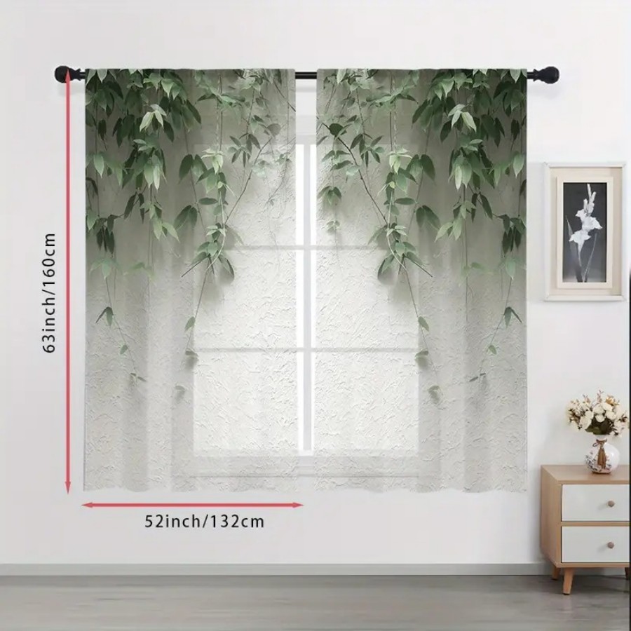2PCS Tirai Transparan Cetak Di - Home Office Minimalist ulasan dan harga