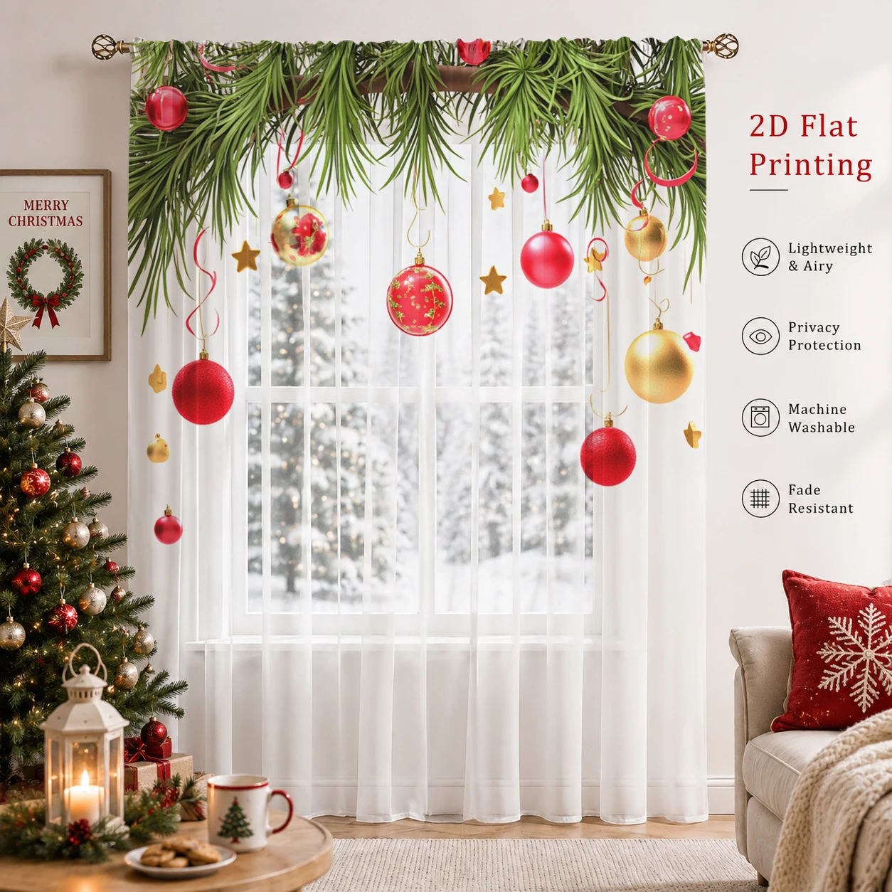 Tirai Transparan Gradien Natal - Home Office With Plants ulasan dan harga