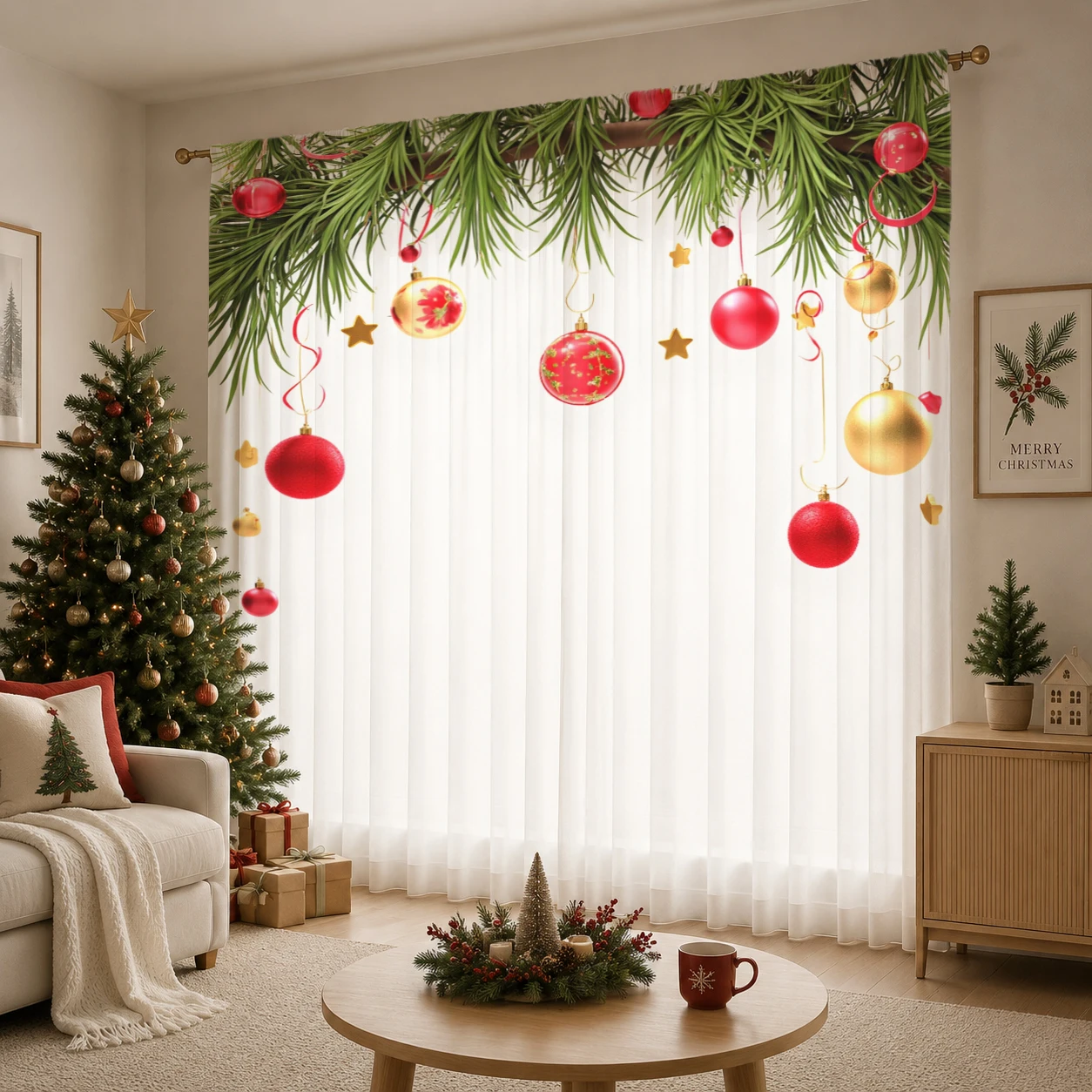 Tirai Transparan Gradien Natal - Home Office With Plants ulasan dan harga