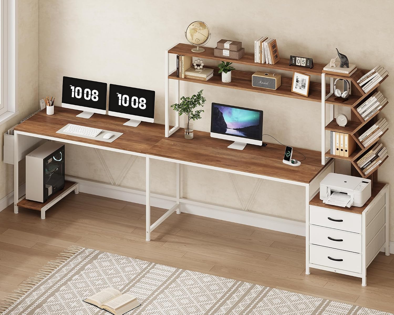 Meja berbentuk L 63 inci denga - Home Office Desk With Drawers ulasan dan harga