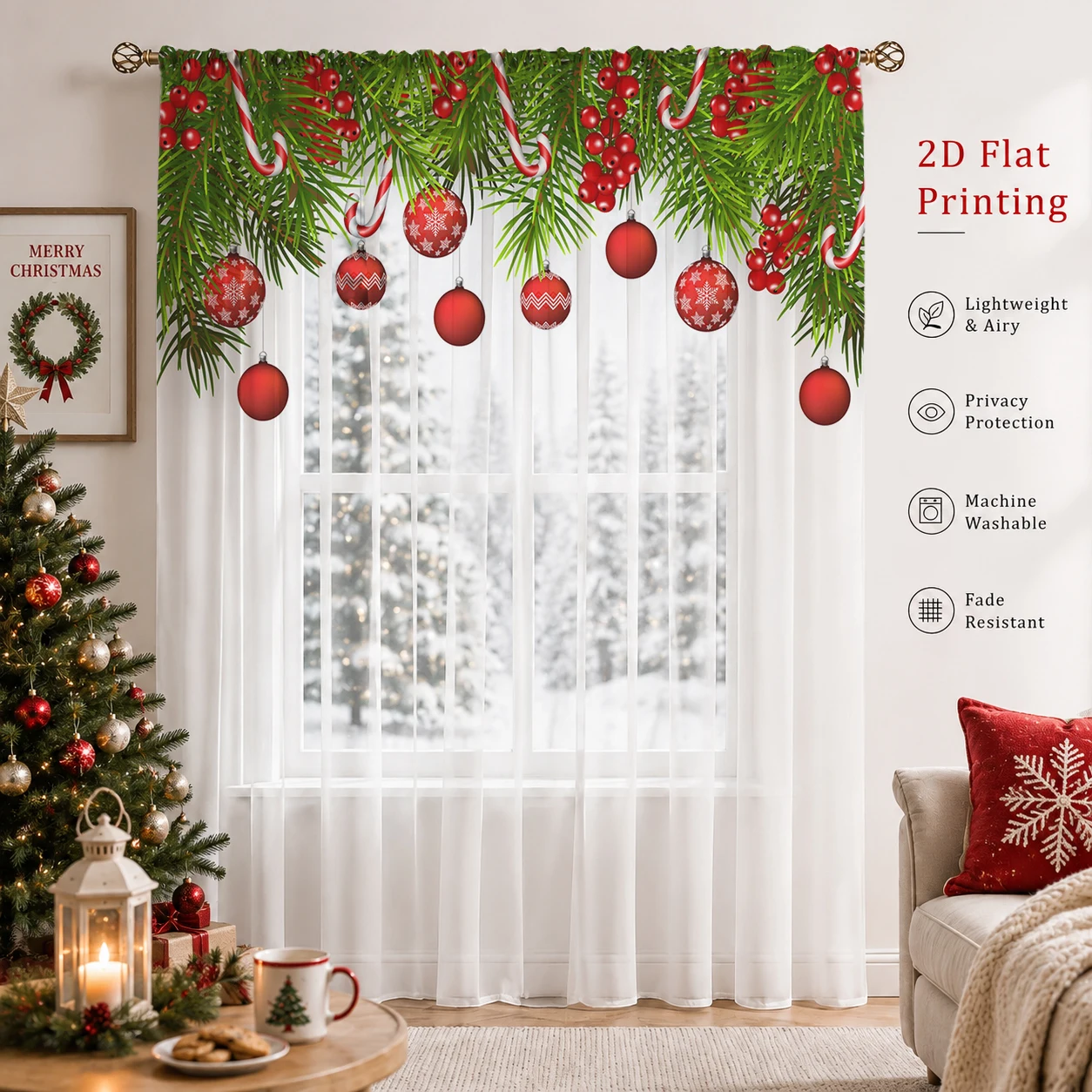 Tirai Transparan Gradien Natal - Home Office With Plants ulasan dan harga