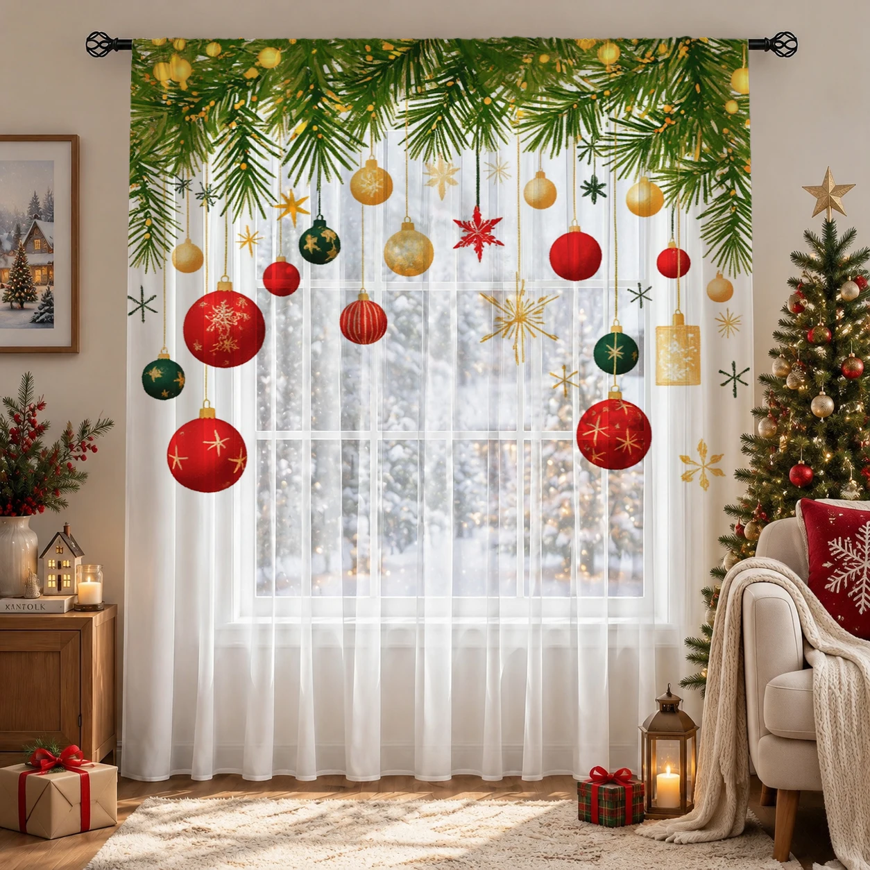 Tirai Transparan Gradasi Natal - Home Office With Plants ulasan dan harga
