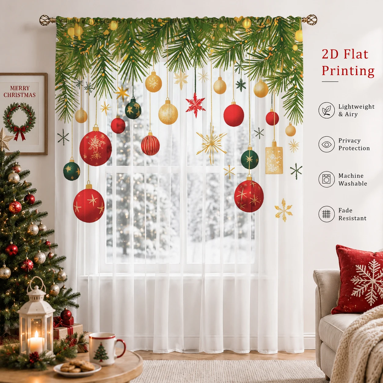 Tirai Transparan Gradasi Natal - Home Office With Plants ulasan dan harga