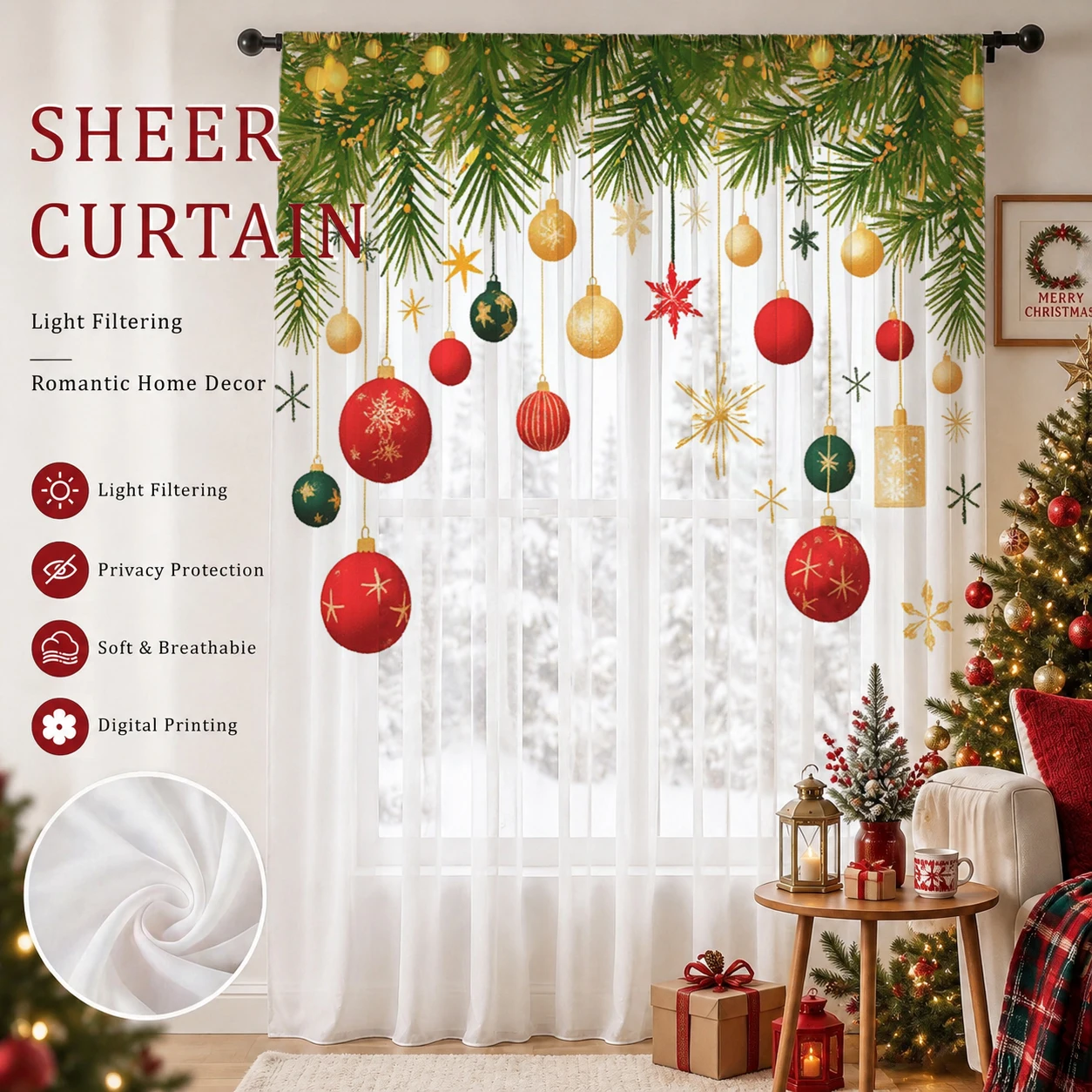 Tirai Transparan Gradasi Natal - Home Office With Plants ulasan dan harga
