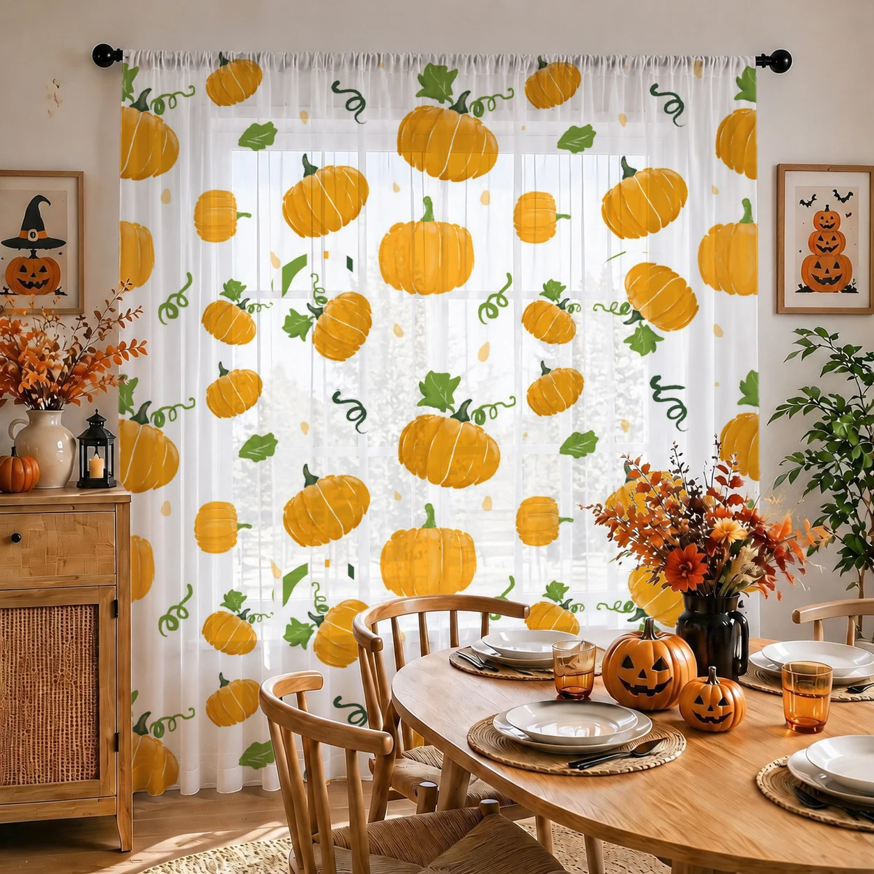 Tirai Tipis Halloween dengan K - Home Office With Plants ulasan dan harga